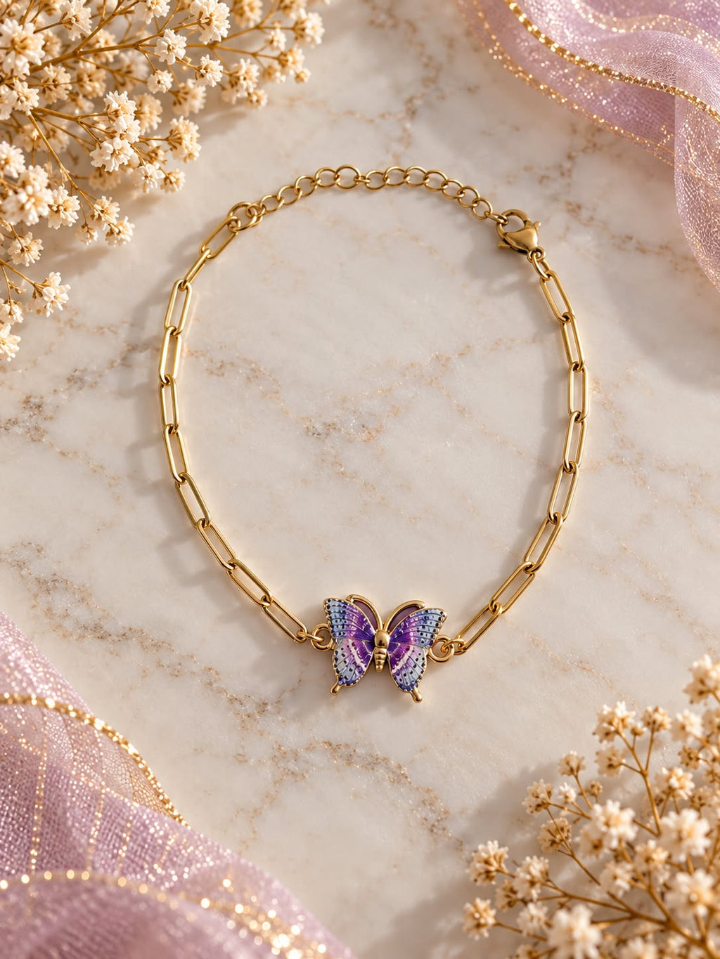 Bracelet papillon violet